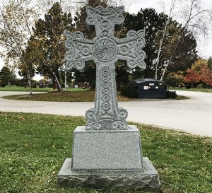 Light Grey Granite Cross Monument