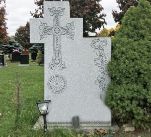 Light Grey Granite Cross Monument