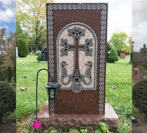 India Red Granite Custom Cross Monument